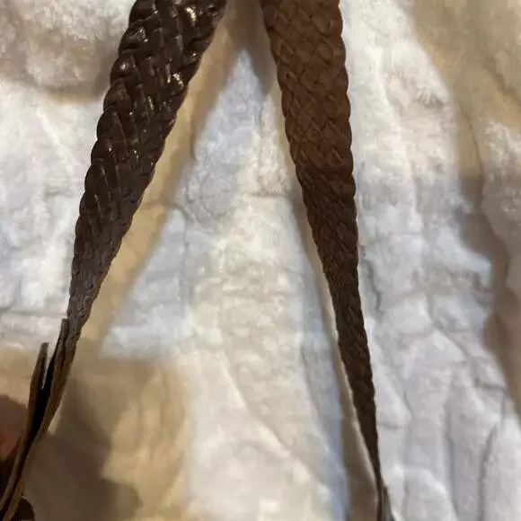 Michael Kors Dark Brown Woven Leather Shoulder Bag - Picture 6 of 11